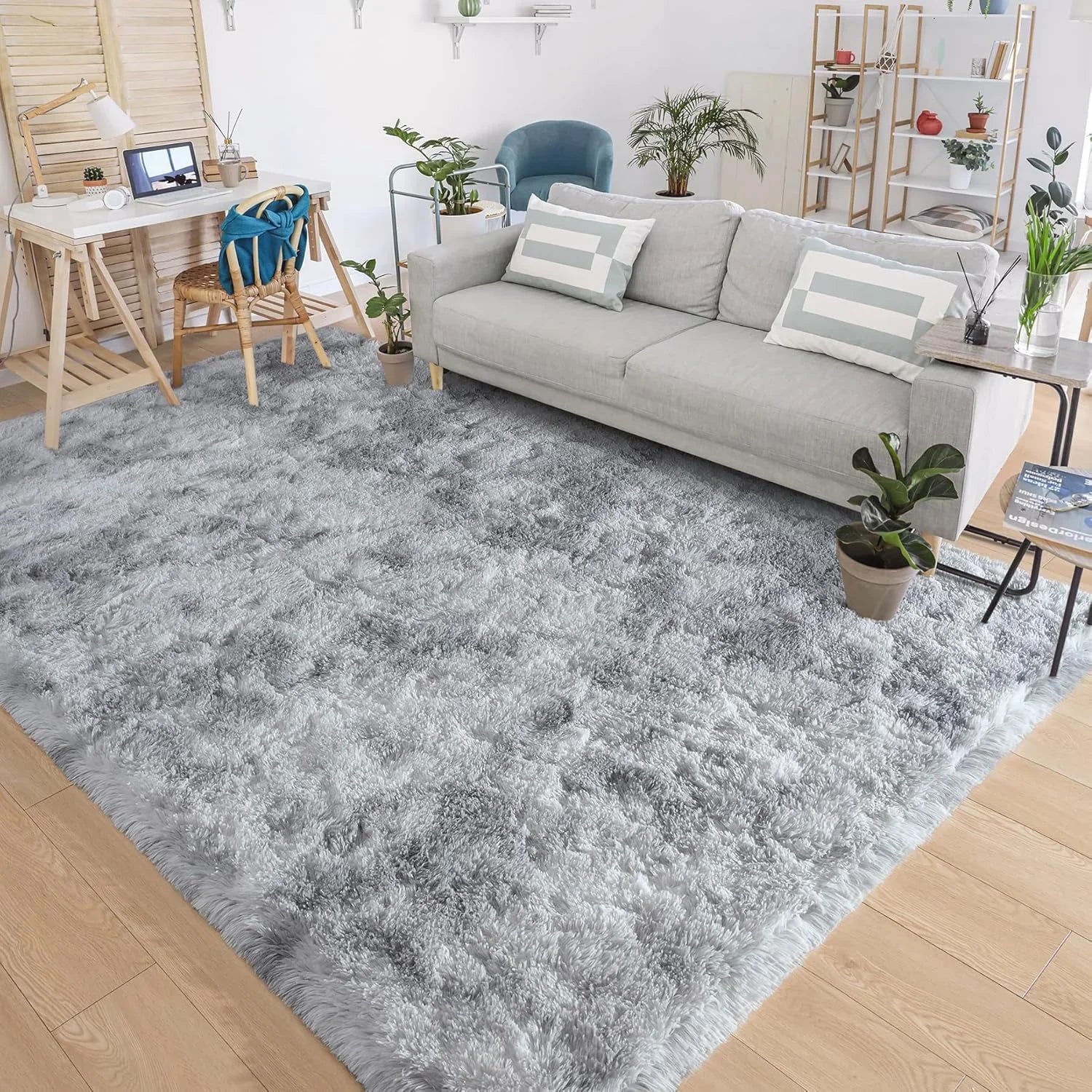 VIKAMA Tie-dye Carpet Living Room Coffee Table Cushion Shaggy Washable Bedroom Modern Scandinavian Soft Cozy Mat Home Decor Rug